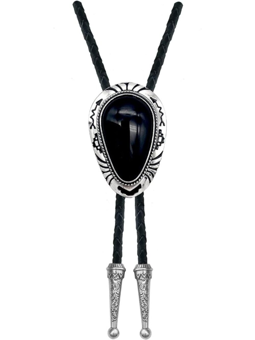 Handmade Stone Bolo Tie | Western Cowboy Style | Leather Necktie for Men & Women